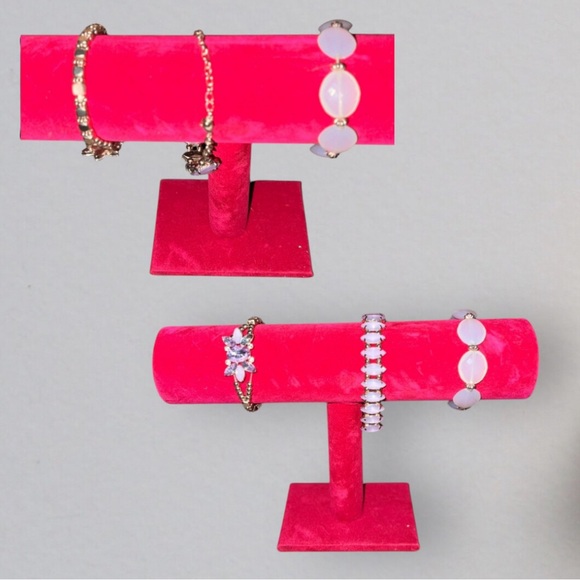 Set of 3 Pink and Gold Plated Jeweled Bracelets - Picture 3 of 6